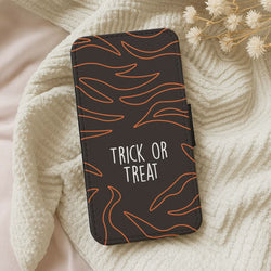 Zebra Print Trick Or Treat Leather Phone Case
