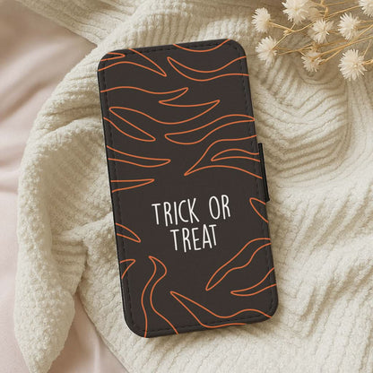 Zebra Print Trick Or Treat Leather Phone Case