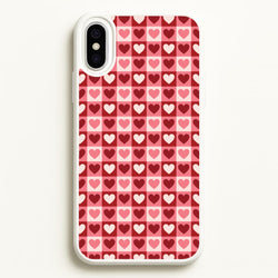 Pink Tartan Love Hearts Pattern iPhone XS Max Case