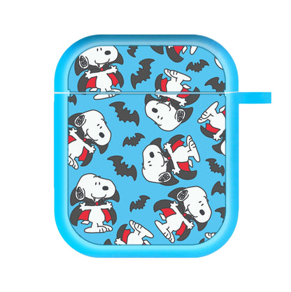 Cartoon Beagle Vampire And Bats Pattern AirPods Case