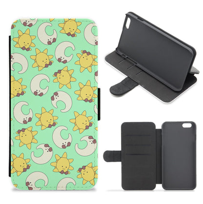 Stars And Moon Pattern - Plushy Flip / Wallet Phone Case