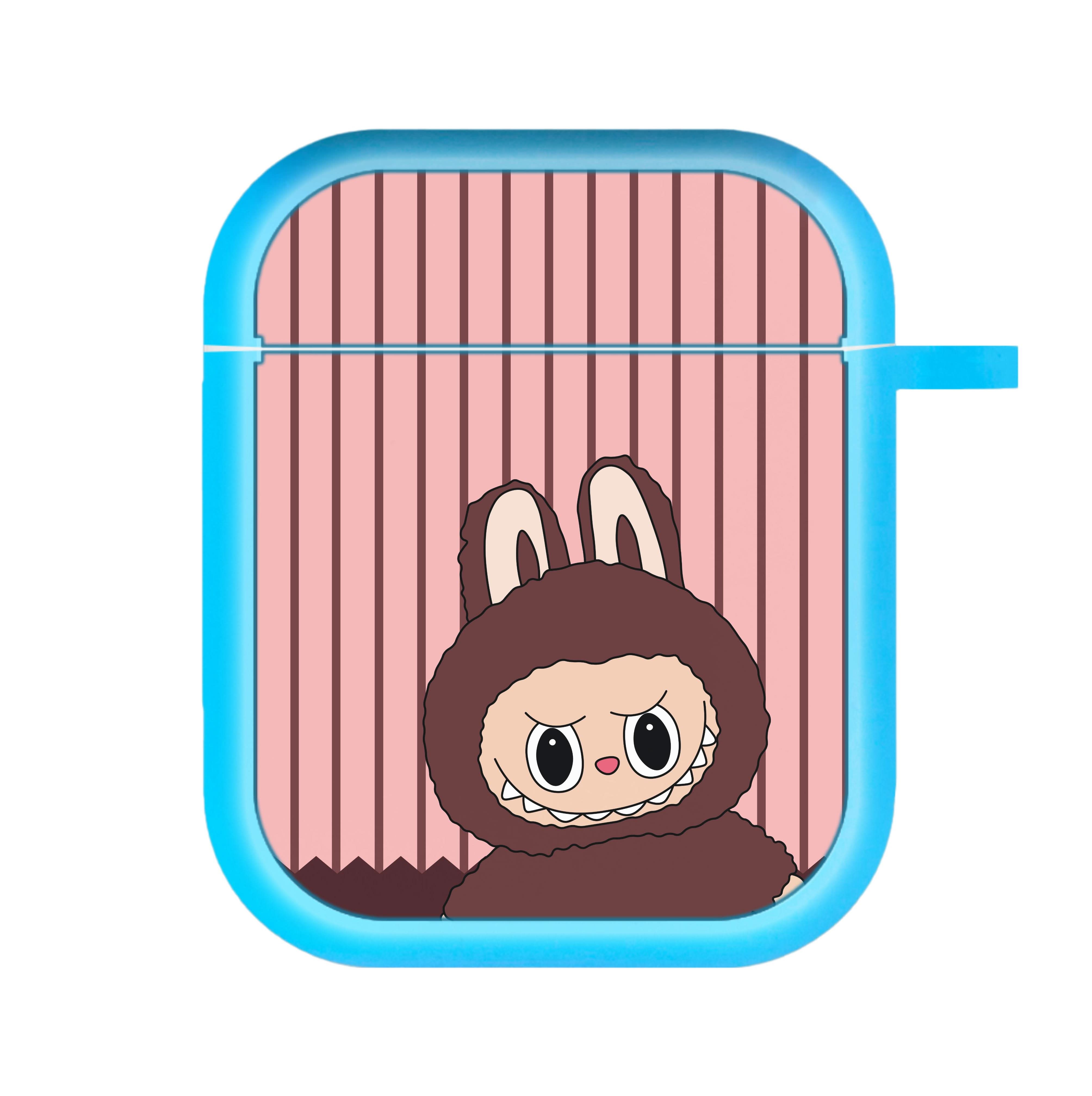 Stripey Cute Brown Monster AirPods Case