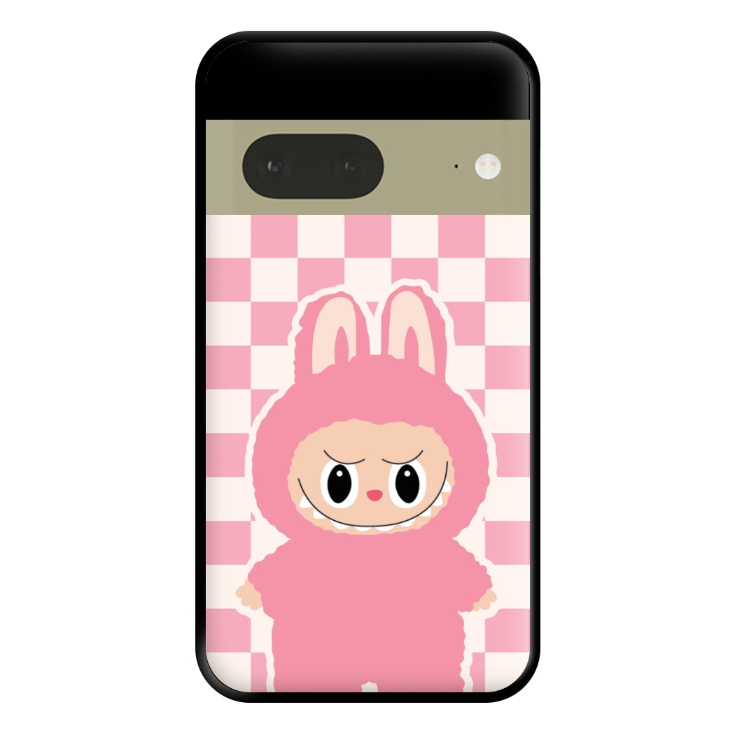 Checkered Cute Pink Monster  Google Pixel 7a Case