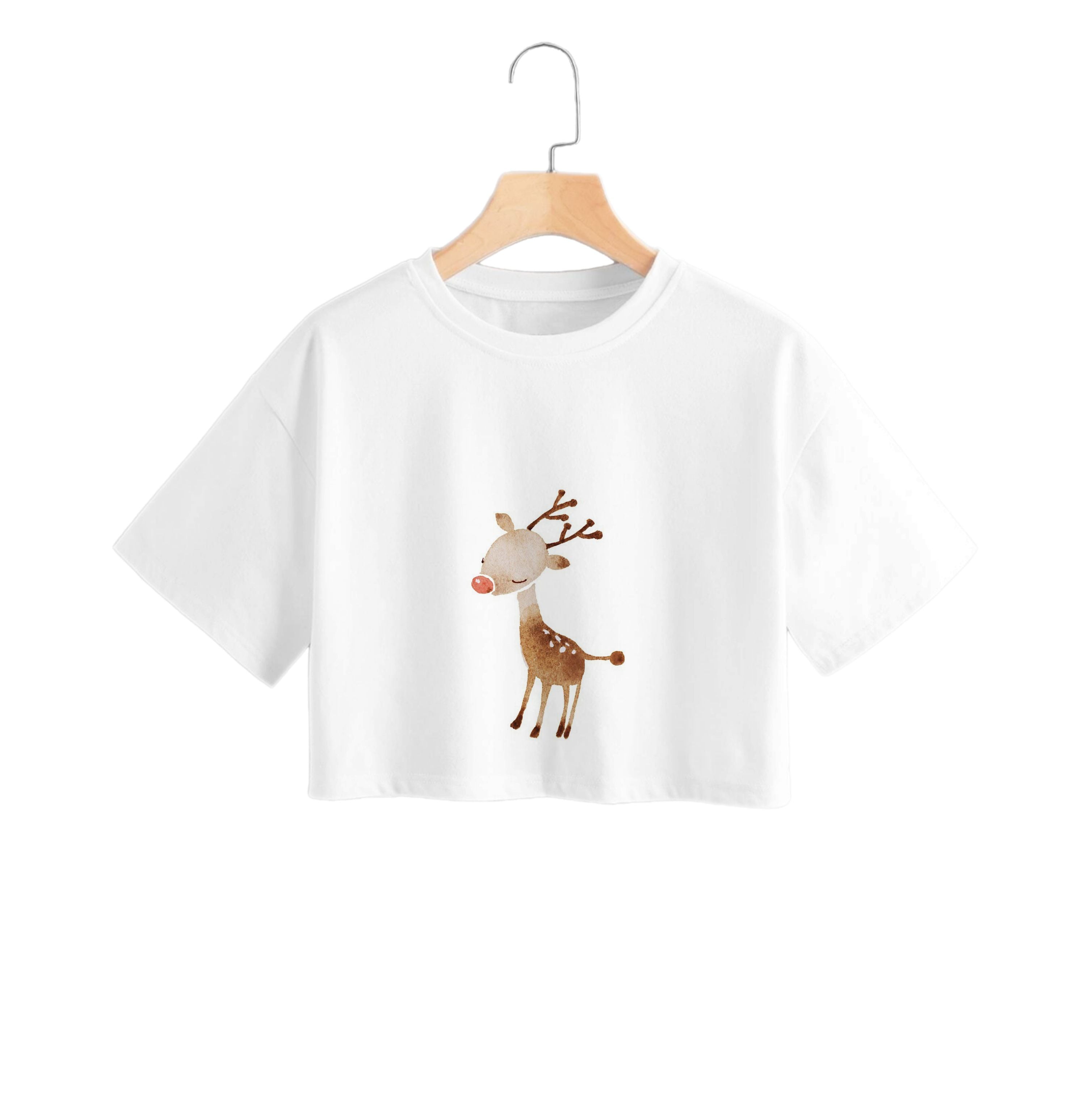 Watercolour Rudolph The Reindeer Crop Top