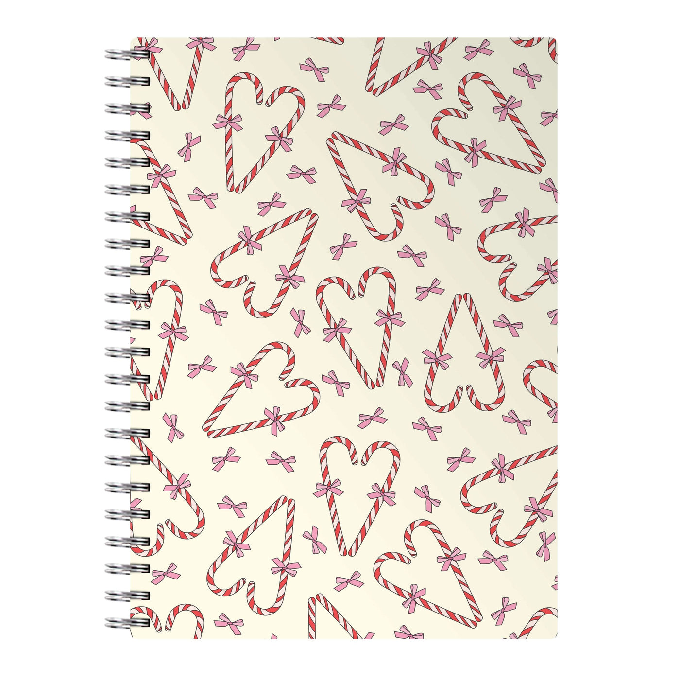 Candy Cane Love Heart Pattern Notebook