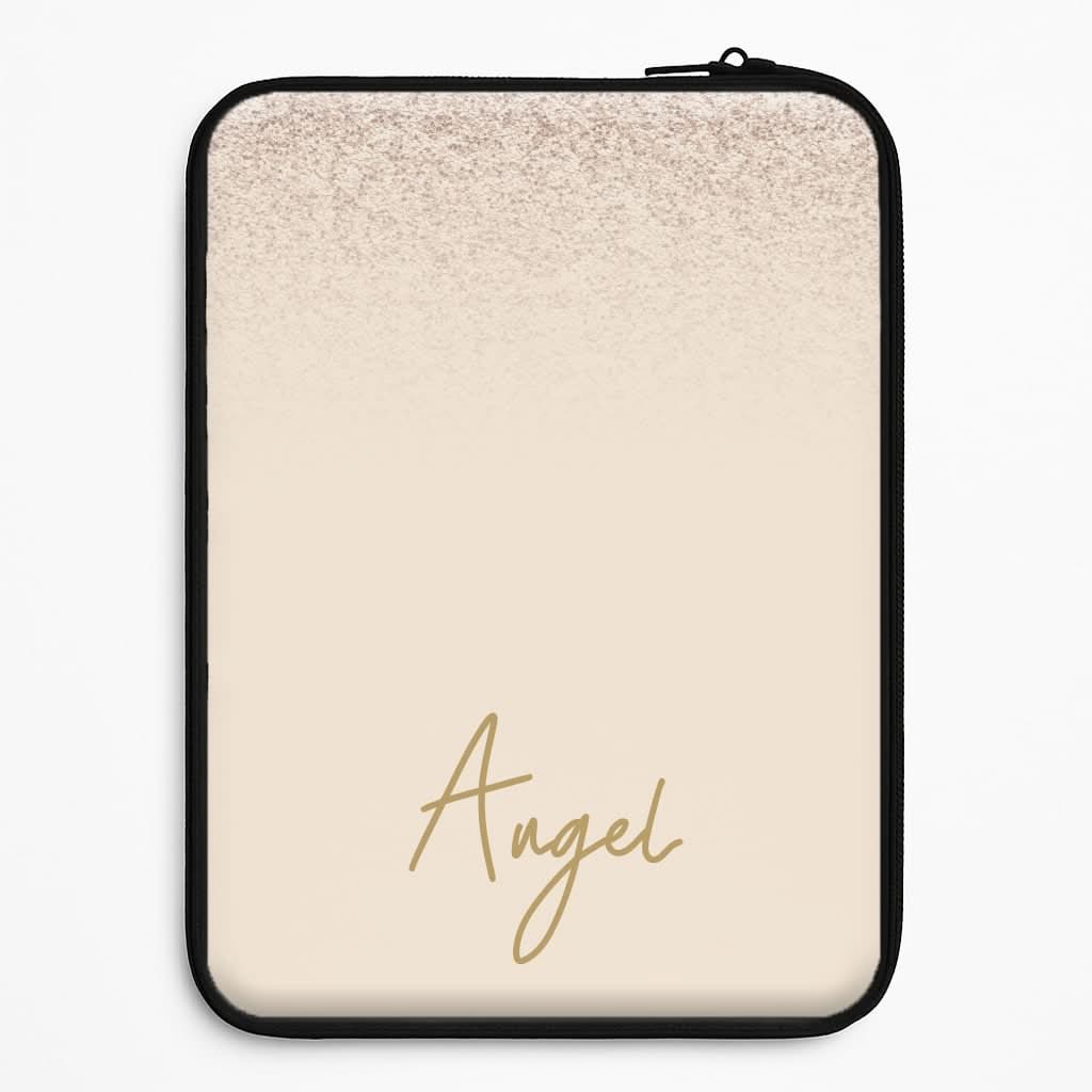 Peach Glitter Personalised Name Laptop Sleeve