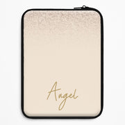 Peach Glitter Personalised Name Laptop Sleeve 1