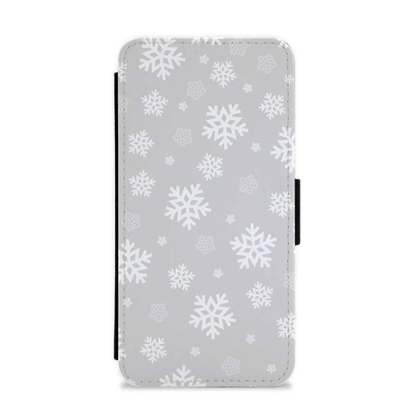 Grey Snowflake Pattern Flip / Wallet Phone Case