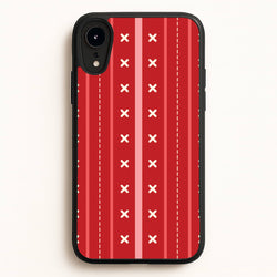 Stripes And Stitches Red Christmas Pattern iPhone XR Case