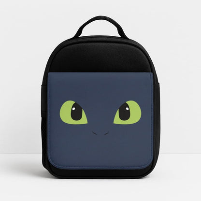Black Fury Dragon Face Insulated Lunch Bag