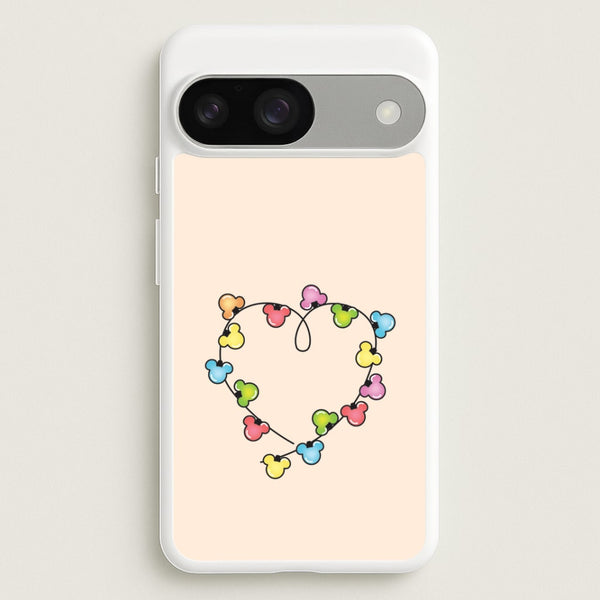 Cartoon Mouse Christmas Fairylights Heart Google Pixel 9 / 9 Pro Case
