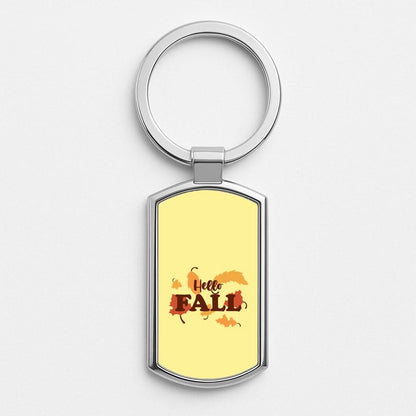 Hello Fall Silver Metal Keyring
