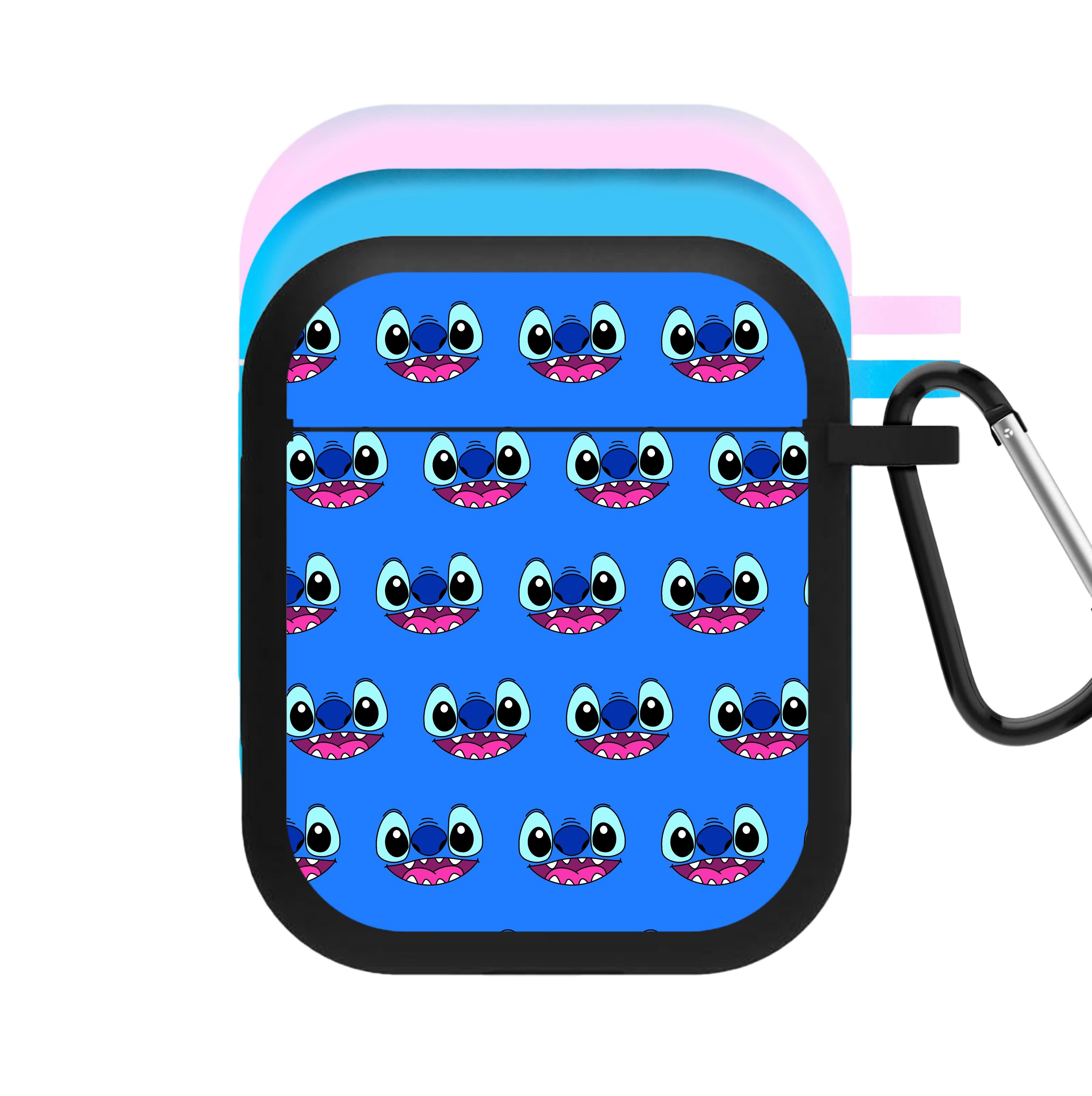 Blue Alien Face Pattern AirPods Case