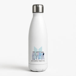 K-Pop Band Tour Pastel Blue White Water Bottle