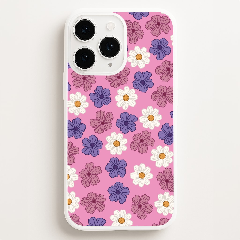 Pink, Purple And White Flowers - Floral Patterns Phone Case for iPhone, Samsung Galaxy and Google Pixel