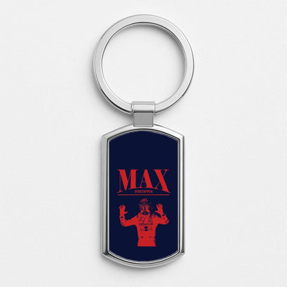 Max Blue And Red Silver Metal Keyring