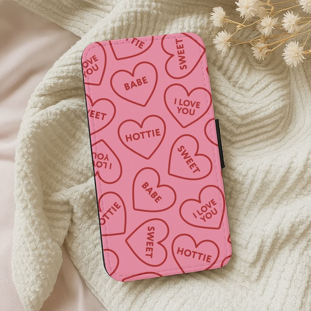 Quote Love Hearts Pattern Leather Phone Case