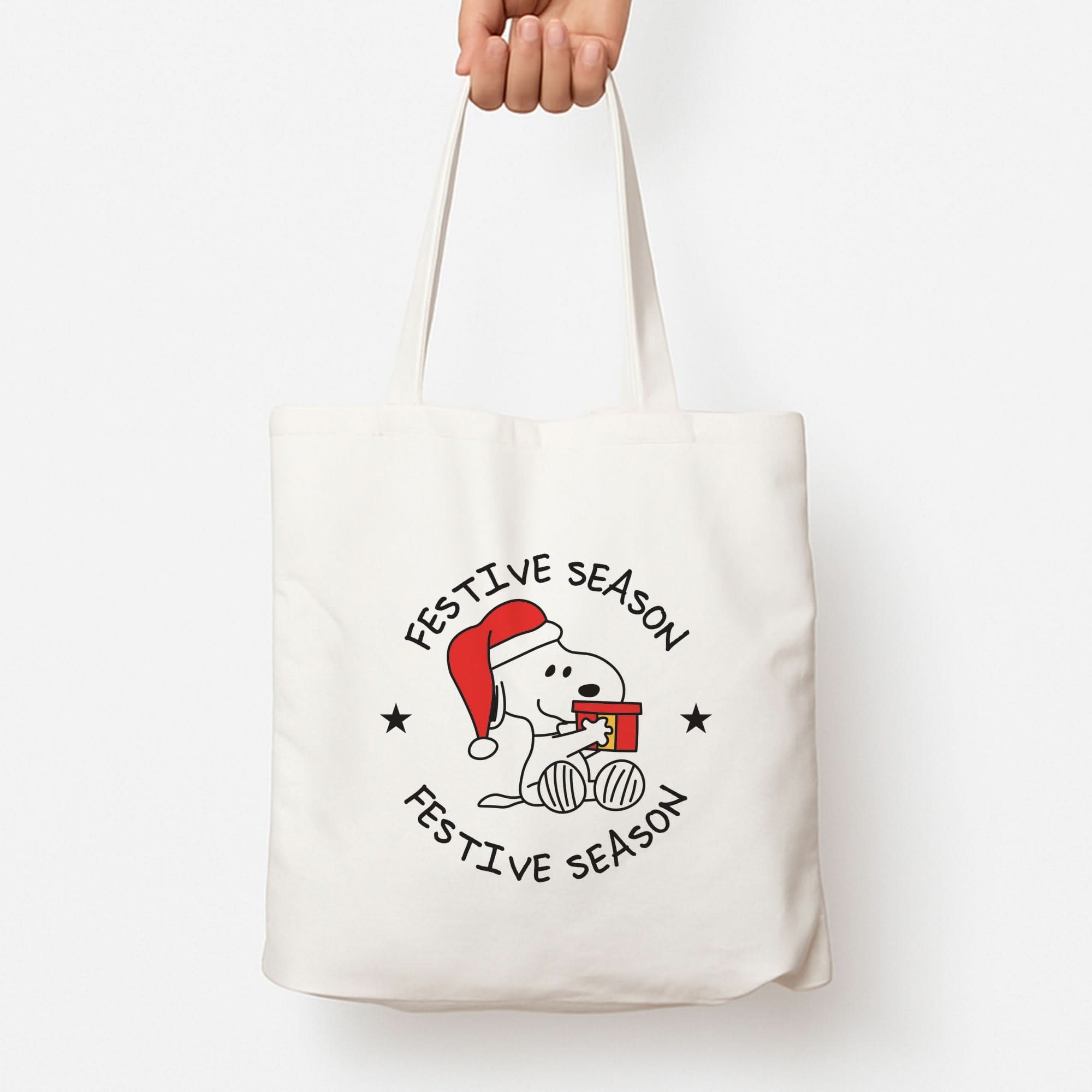 Cartoon Beagle Festive Season Tote Bag