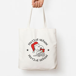 Cartoon Beagle Festive Season Tote Bag