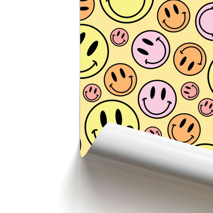 Retro Smileys Pattern Poster