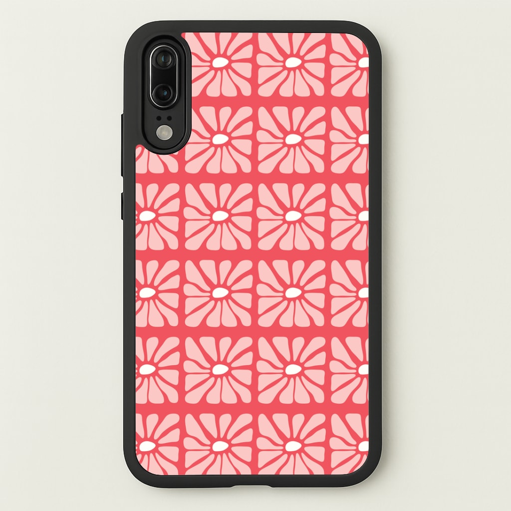 Square Abstract Flowers Pink Huawei P20 Case