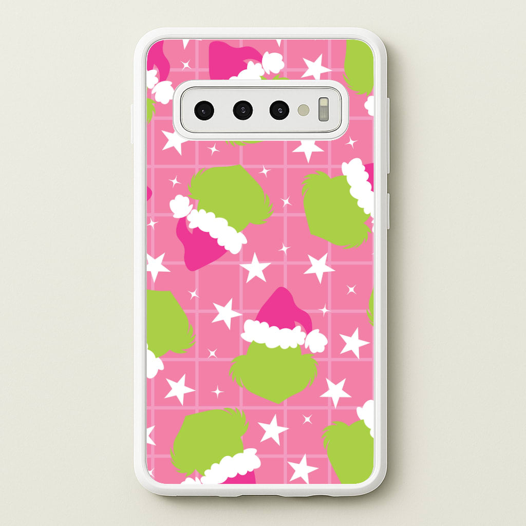 Pink Green Creature Xmas Pattern Galaxy S10 Case