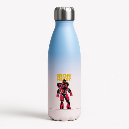 Metal Heart Hero Standing Blue Water Bottle