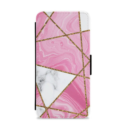 Pink Marble And Gold Collage Flip / Wallet Phone Case