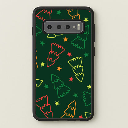 Colourful Christmas Tree Outlines Pattern Galaxy S10 Case