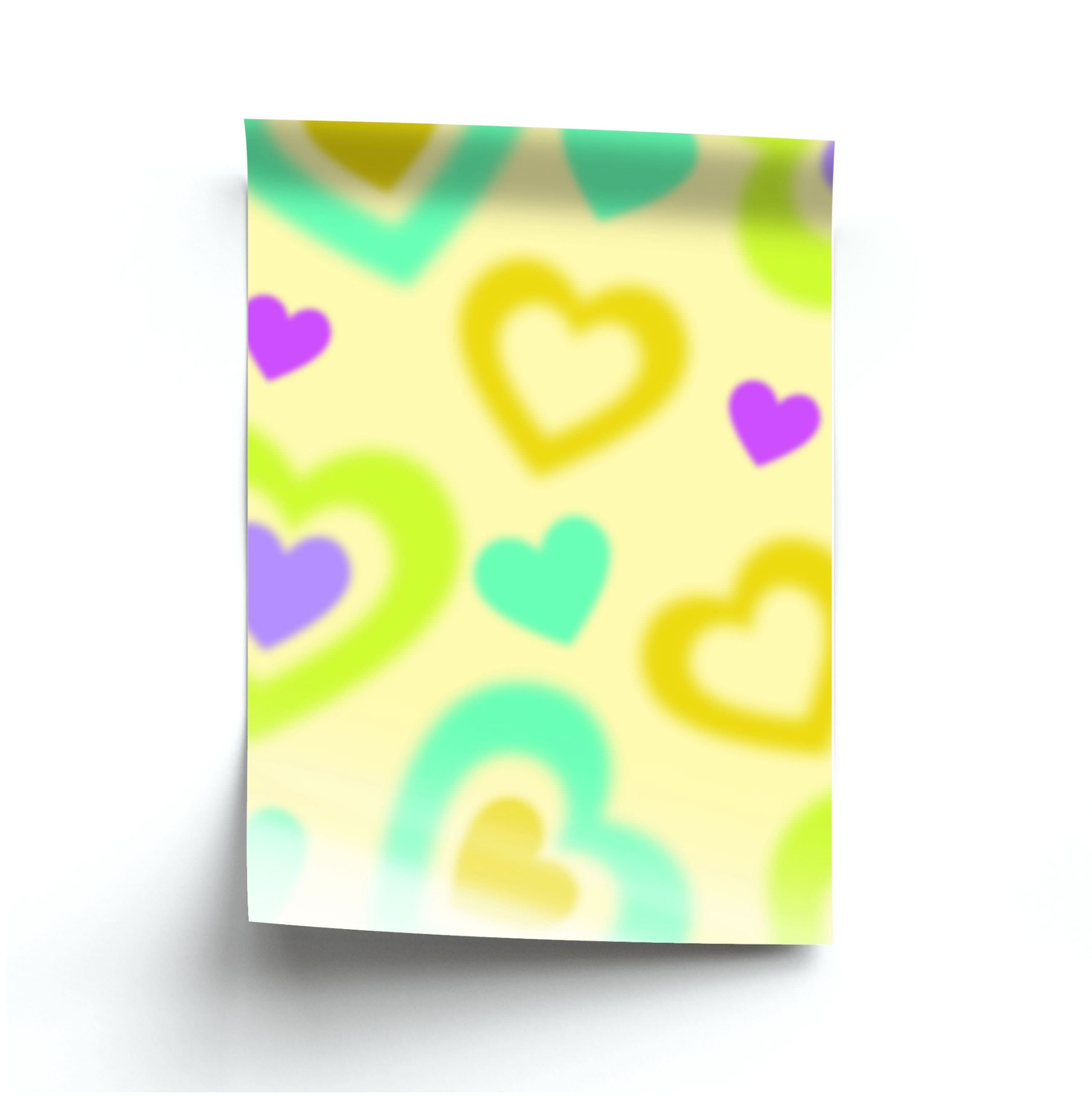 Multicoloured Hearts Gradient Pattern Poster