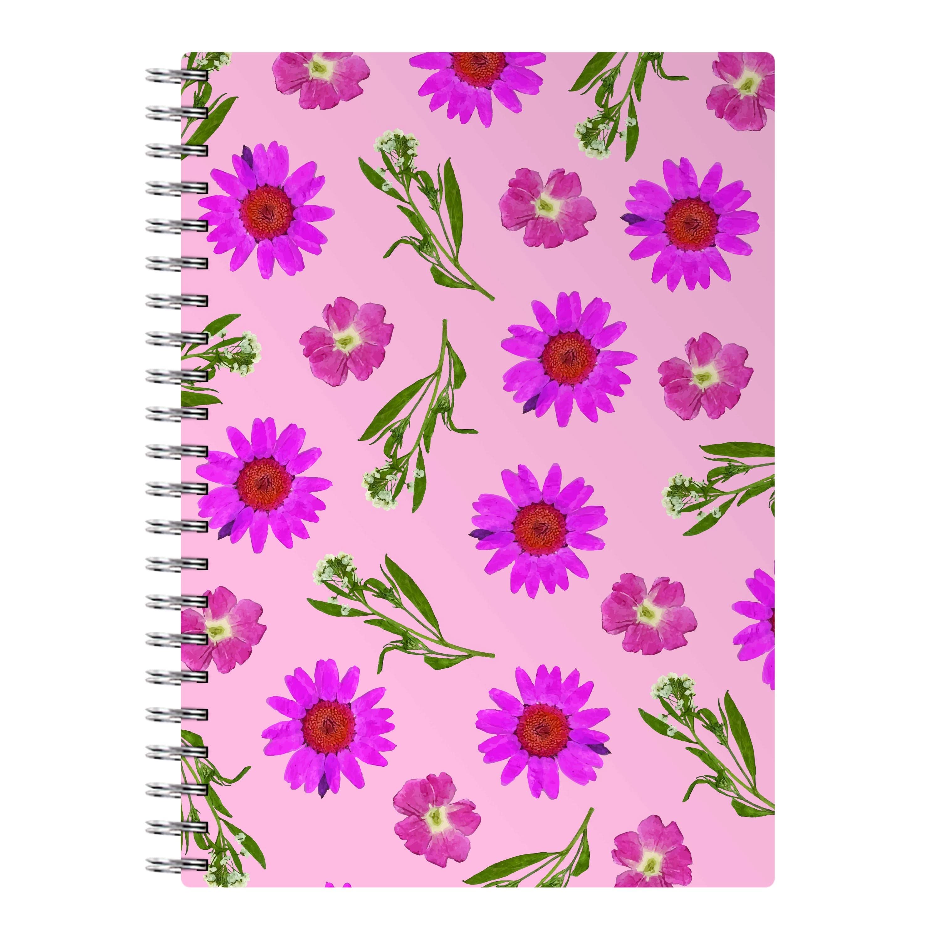 Pressed Pink Flowers Pattern  Notebook