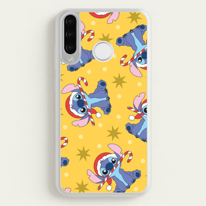 Cute Blue Alien Candycane Christmas Pattern Huawei P30 Lite Case