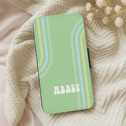 Retro Green Personalised Name Leather Phone Case