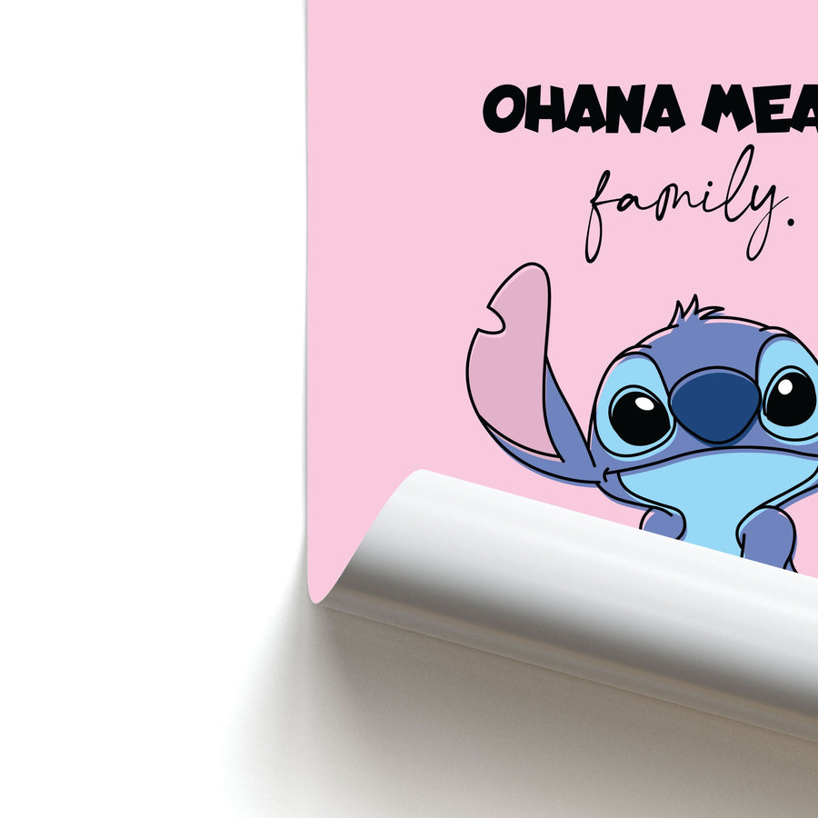 Ohana Means Family Pink Poster