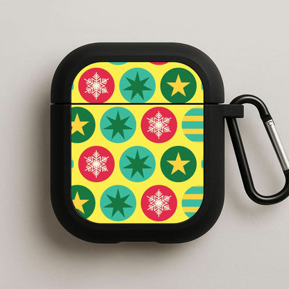 Colourful Abstract Baubles Christmas Pattern Black AirPods Case