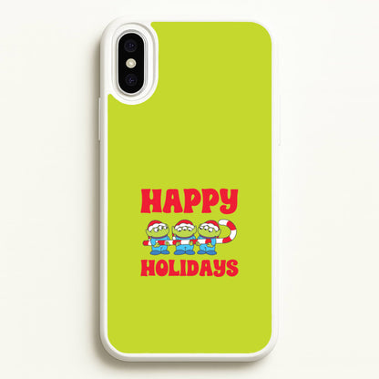 Happy Holidays Cute Green Aliens iPhone XS Max Case