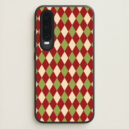 Red And Green Argyle Christmas Pattern Huawei P30 Case