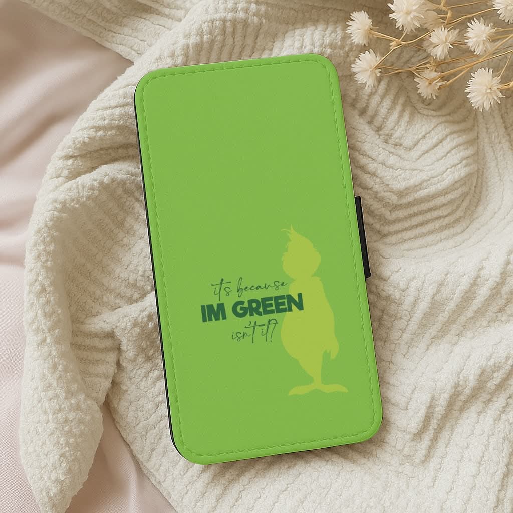 Because I'm Green Leather Phone Case