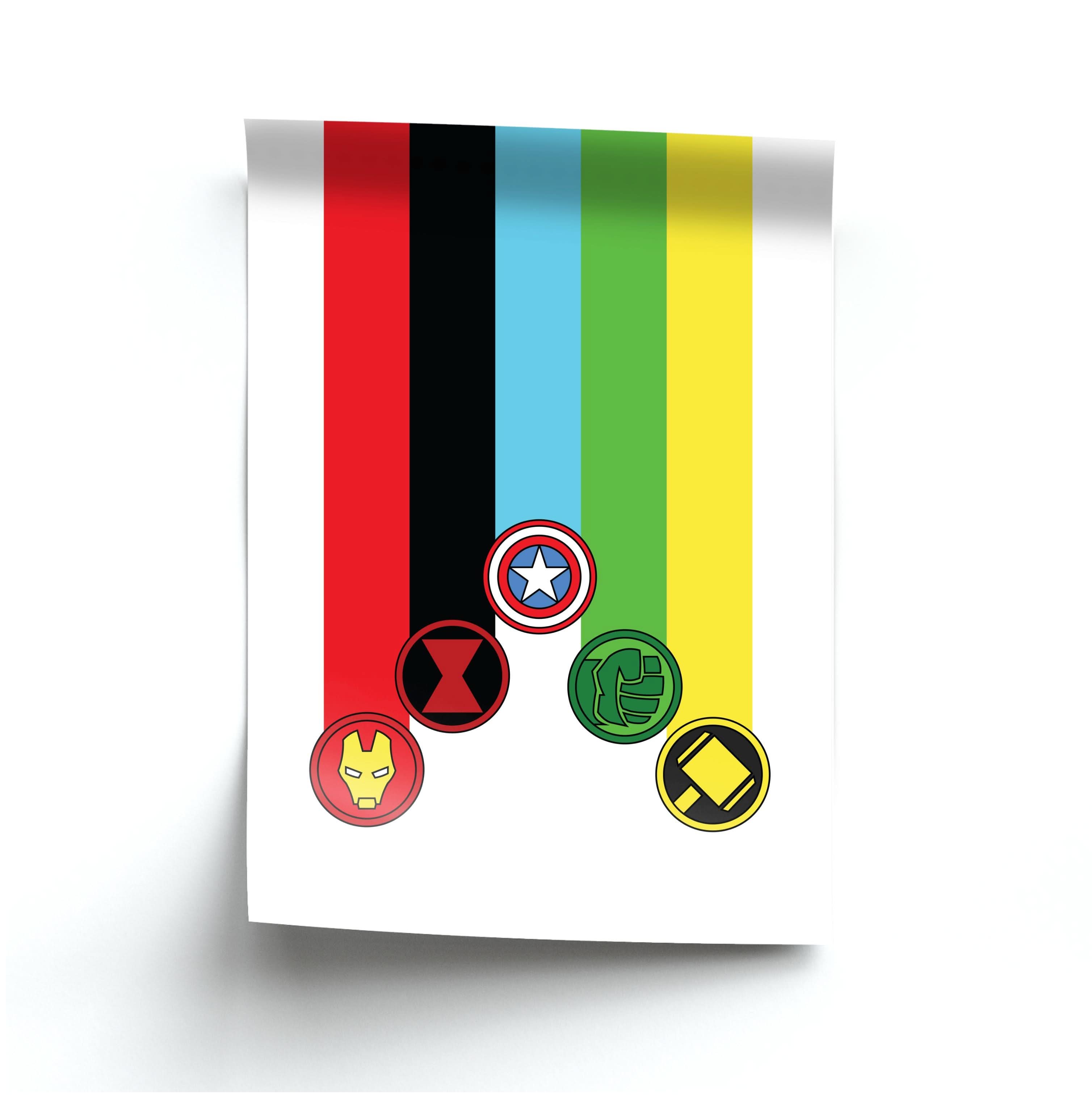 Superhero Team Colourful Symbols  Poster