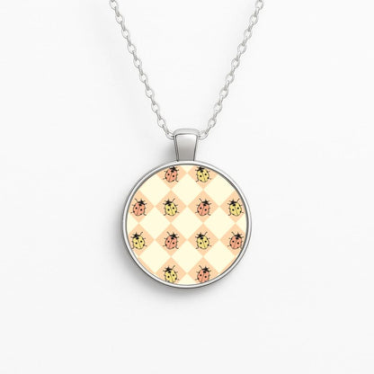 Argyle Ladybugs Pattern Circle Necklace