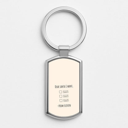 Eleven's Christmas List Silver Metal Keyring