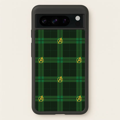 Superhero Team Green Tartan Pattern Google Pixel 8 Pro Case