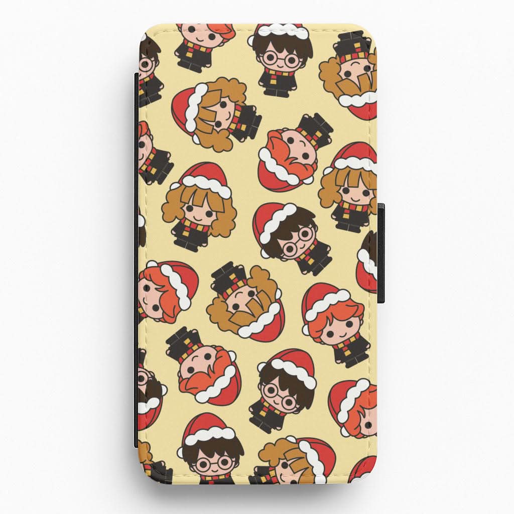 Wizards With Christmas Hats Pattern Flip / Wallet Phone Case