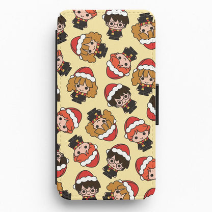Wizards With Christmas Hats Pattern Flip / Wallet Phone Case