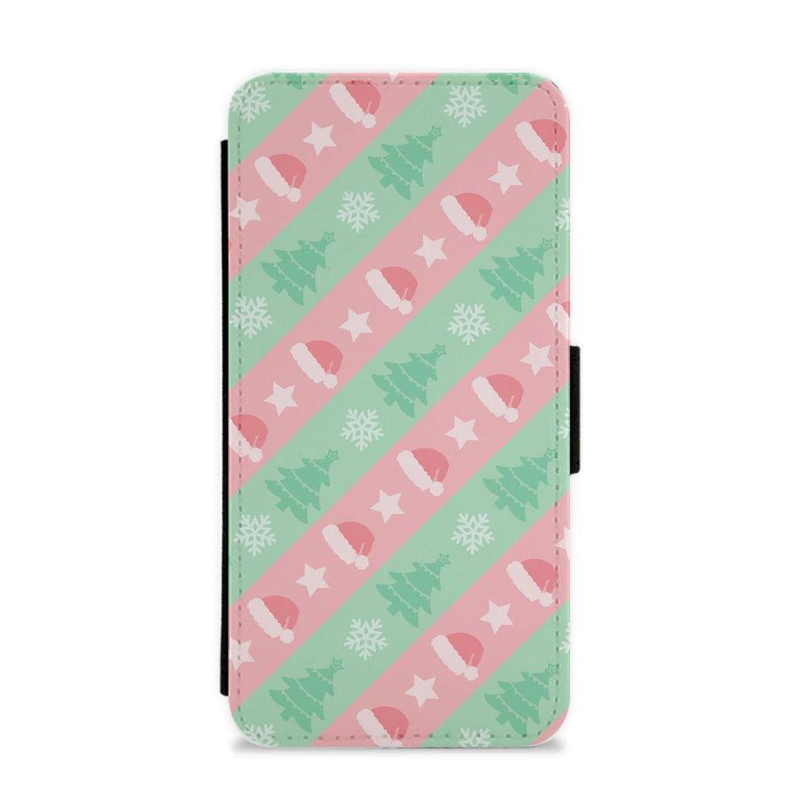 Hats And Trees Pattern Flip / Wallet Phone Case