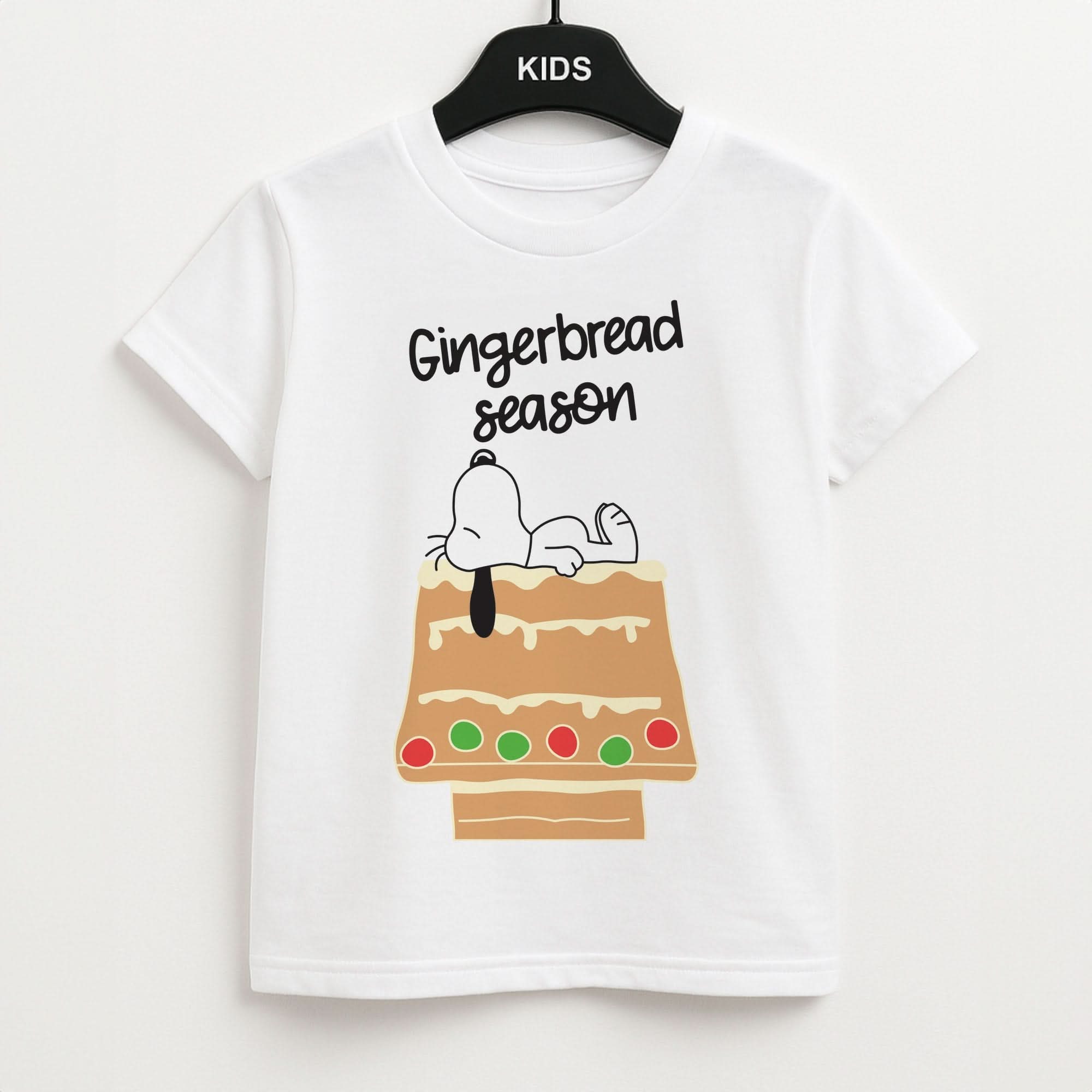 Cartoon Beagle Gingerbread House Kids T-Shirt