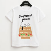 Cartoon Beagle Gingerbread House Kids T-Shirt 1