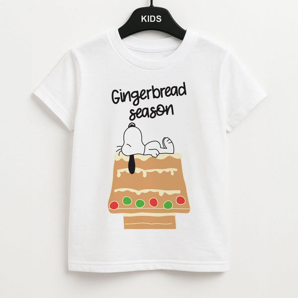 Cartoon Beagle Gingerbread House Kids Unisex T-Shirt