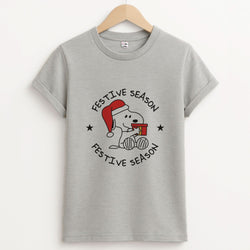 Cartoon Beagle Festive Season Unisex Grey T-Shirt