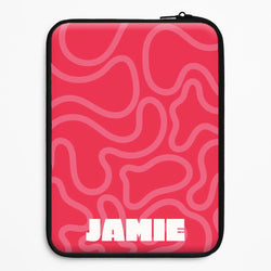 Red And Pink Squiggles Personalised Name Universal Laptop Sleeve